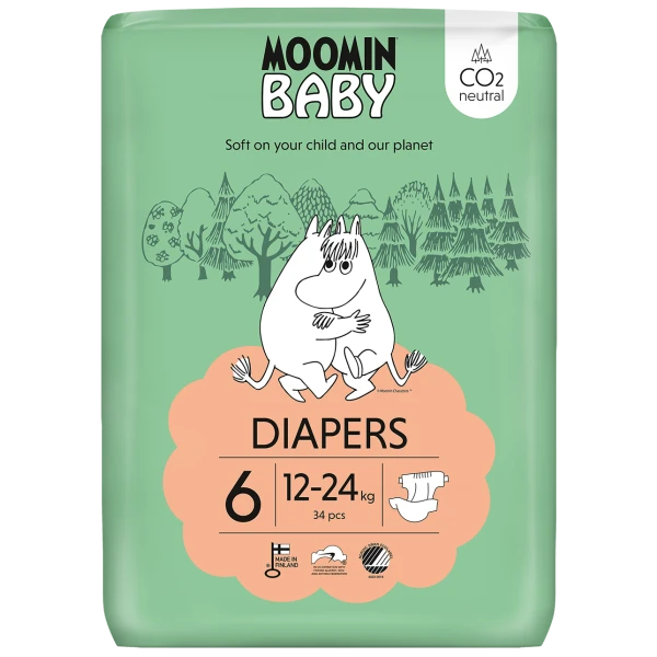 Moomin Baby Diapers Fraldas 6 (12-24Kg) X34